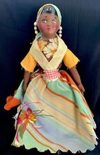 Vintage Handmade Jamaican Tropical Folk Art Porcelain Head Soft Body Girl Doll picture