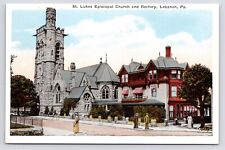 c1920s~St Lukes Episcopal Church~Rectory~Street~Lebanon PA~Vintage Postcard picture