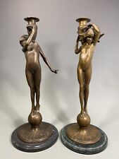 Exquisite Pair of Art Nouveau Style Cast Bronze Candlesticks - E. F. McCartan picture