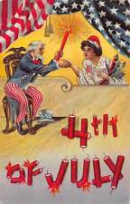 J79/ Fourth of July 4th Patriotic Postcard c1910 Fireworks Uncle Sam Flag 12 picture