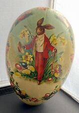 Vintage Nestler Paper Mache Easter Egg Candy Container Peter Rabbit Motif Lg 7” picture