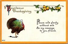 Bounteous Thanksgiving~Turkey~Peace and Pleanty~Embossed~Bergman~Posted 1915 picture