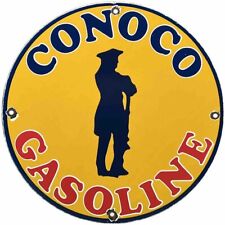 VINTAGE CONOCO GASOLINE PORCELAIN SIGN GAS STATION PUMP PLATE MOTOR OIL SERVICE picture