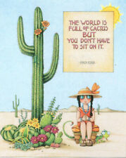 WORLD FULL OF CACTUS-Handcrafted Southwest Fridge Magnet-W/Mary Engelbreit art picture