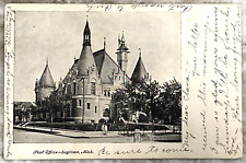 Post Office Saginaw Michigan 1906 Undivided Back B&W Postcard 1594 picture
