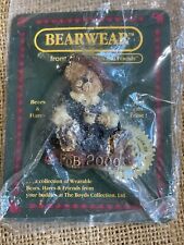 NIP Boyd's Bearwear Pin FOB 2000 Caitlin Cup of Tea Teddy Bear Coffee Hat Brooch picture