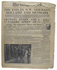 Vintage WWII 1945 DENMARK, HOLLAND, GERMANY SURRENDER Newspaper picture