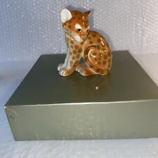 Vintage Lomonosov USSR Russian Leopard Cub Figural Porcelain Signed D picture
