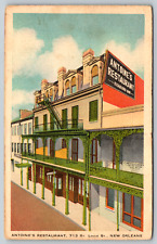 New Orleans Restaurant Antoines LA Place French Heart c1940s Vintage Postcard picture