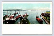 Postcard Michigan Sault Ste Marie MI Locks Ships Pre-1907 Unposted Undivided picture