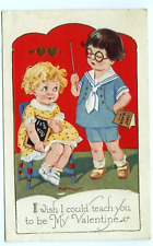 Valentine Children Teacher Pupil c1905 Embossed Postcard picture