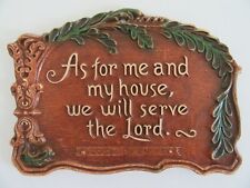 Vintage As for Me & My House Serve the Lord Wall Hanging Religious Joshua 24:15 picture