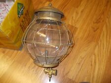 Antique J. B. COLT BRASS ACETYLENE GAS LAMP w/GLOBE WIRE ENCLOSURE. picture