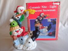 Vintage Ceramic Christmas Nite Light ~ Crescent Snowman in Box New-Other *READ* picture