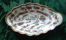 Antique W T Copeland & Sons Scalloped Relish Dish Indian Tree Pattern 8 7/8