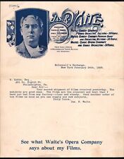 1898 New York - Jas R Waite - Vaudeville Comedy Opera - Rare History Letter Head picture