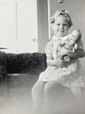 ED Photograph Portrait Girl Holding Rose O'Neill Kewpie Doll 1940's picture