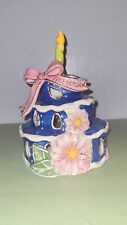 2011 Blue Sky Ceramic September Birthday Cake Tea Light Holder Heather Goldminc  picture