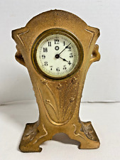 Antique New Haven Art Noveau Winged Cherub/Floral Etched Mantle Clock 1817-1853 picture
