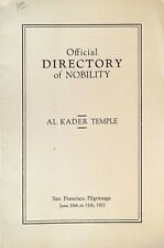 Shriners Al Kader Temple Official Directory of Nobility June 10 1927 Portland Or picture