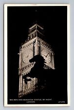 London England UK, Big Ben, Boadicea Statue, Antique Vintage c1956 Postcard picture
