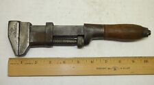 Antique W&B Williams Adjustable Pipe Monkey Wrench Wood Handle USA Vintage picture