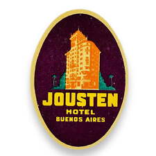Jousten Hotel Buenos Aires Argentina Scarce Vintage Early Luggage Label Decal picture