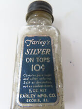 Vintage Farley's Silver On Tops Sprinkles Candy Jar Bottle Skokie IL Blue Label picture