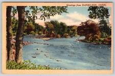 1940's GREETINGS FROM DANIELSON CONNECTICUT CT VINTAGE TICHNOR LINEN POSTCARD picture
