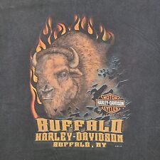 Vintage Y2K 2001 Harley Davidson Buffalo NY Bison Black T-Shirt Size Medium picture