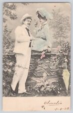 Postcard Romance Love Man & Women Classic Fashion Vintage Hand Colored 1902 picture