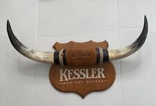 Kessler Whiskey Large Mounted Bull Horns Advertising Plaque/ Bar Sign picture