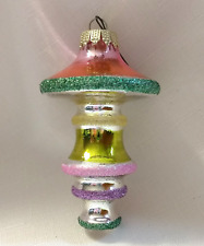 Vintage Shiny Bright Ringed Tree Bell Mushroom Christmas Ornament picture