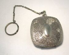 CHARMANT Vintage Palm Silver Plated Compact 2 1/2” plus 4 1/2” chain / ring picture