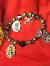 Charm Bracelet Cross Religious ††† 4 Charms Vintage Estate Jewelry  picture