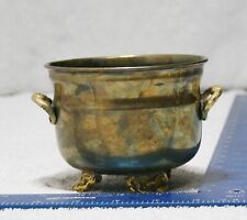 Vintage Brass 3 Footed Jardiniere Planter Pot Twin Handled 3