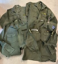 Vtg Lot Of 4 US Army Military OG 107 Shirt Fatigue Shirt Named Patched Vietnam picture