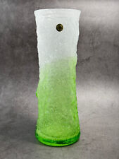 LARGE Vintage / RETRO - 1970s - Kamei Glass Japan - GREEN 'Bark Textured' 23cm - picture