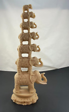 VTG 15” Tall Resin Seven Elephant Pyramid Stack Tower Figurine     **READ** picture