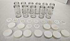 Vintage Copco Glass Spice Bottles/Jars White Lids Set of 11-Eleven-Shaker Tops picture