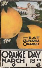 1916 ORANGE DAY, CALIFORNIA PC Large Oranges, California Orange Day Postcard picture