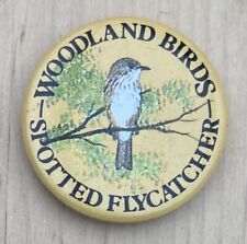Woodland Birds Vintage Tin Badge - Spotted Flycatcher picture