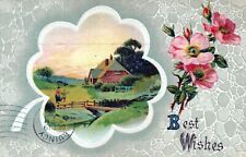 Greetings & Best Wishes Embossed Posted Postcard picture