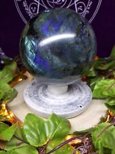 Beautiful Big Flashy Labradorite Crystal Sphere Orb 11cm 1.97kg + Handmade Stand picture