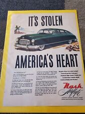 1949 NASH AIRFLYTE  “AMERICA’S HEART” AUTO ORIGINAL MAGAZINE PRINT AD picture