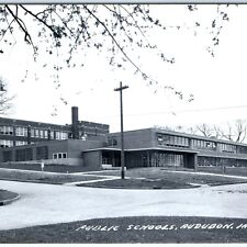 c1950s Audubon, IA RPPC Public School Building Real Photo Postcard High Vtg A105 picture