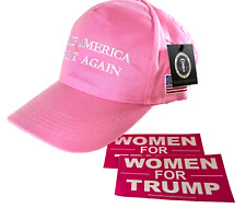 Trump MAGA Hat..2024..Make America Great Again..Pink + 2 Women For Trump Decals picture