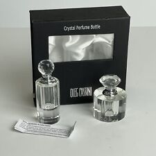Oleg Cassini 2 Crystal Perfume Bottles w/Glass Daubers Both Signed on Bottom picture