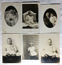 Antique Vintage Postcard Lot of 6 RPPC Early to Mid Century Babies picture
