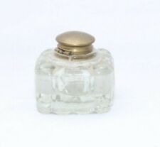  Old Square / Cube Shape Clear Glass Heavy Cut Glass Ink Pot / Bottle  picture